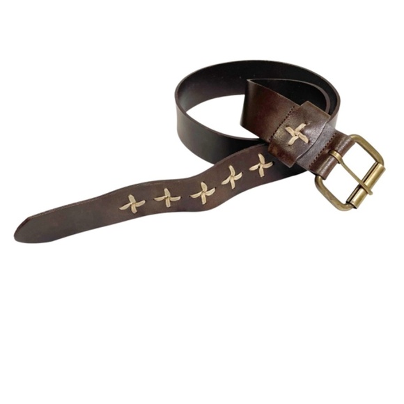 Dark Brown Leather Belt With Embroidery 🤍 - Picture 3 of 7